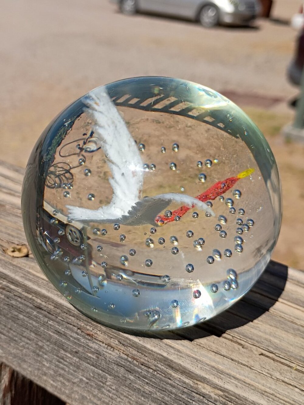 VTG West Virginia Glass Goose Paperweight — 1976 Patriotic, Controlled Bubbles